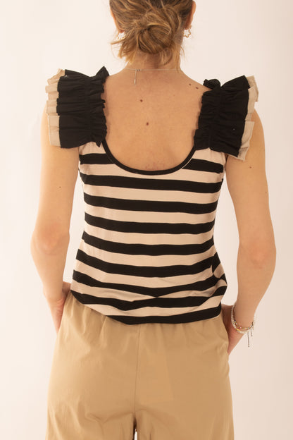 T-shirt rigata da Donna Metoo - Sabbia