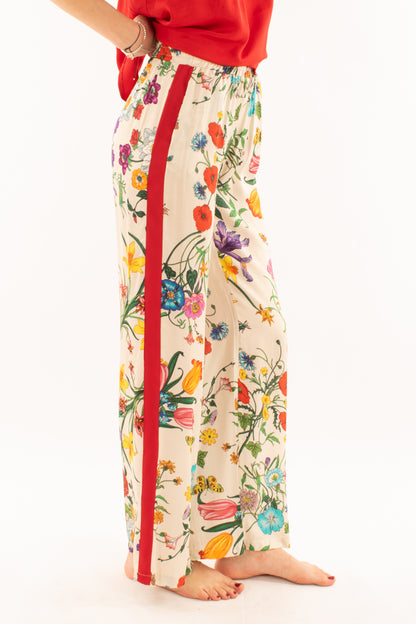 Pantalone fiorato con banda laterale da Donna - Metoo - Sabbia