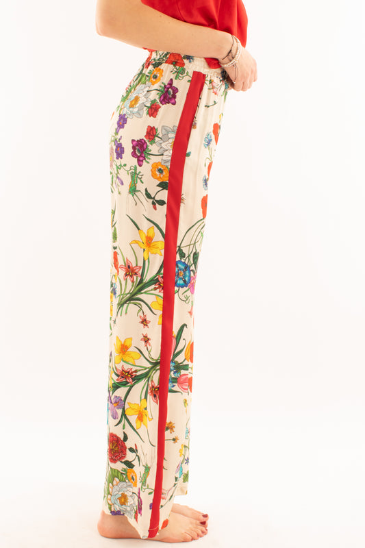 Pantalone fiorato con banda laterale da Donna - Metoo - Sabbia