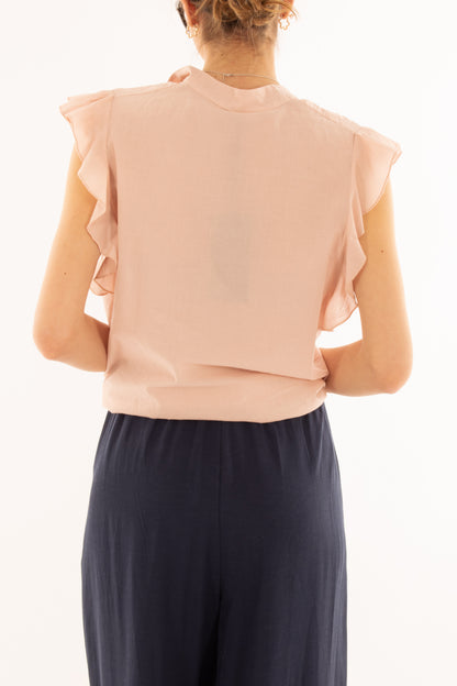 Camicia smanicata con rouge da Donna Metoo - Rosa