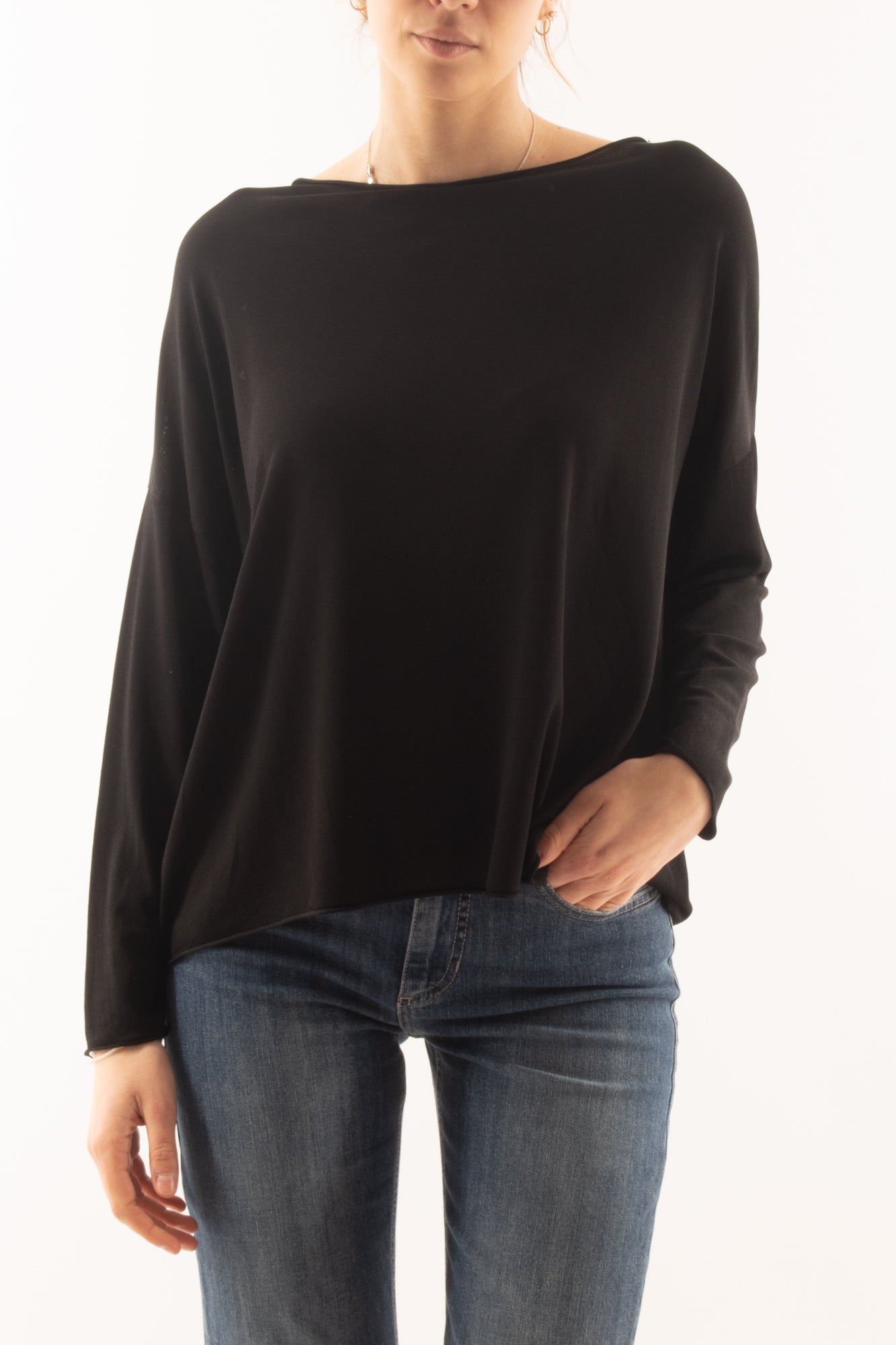 Maglia lunga e morbida da Donna - Nero