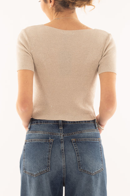 Maglia corta mezza manica da Donna Metoo - Gesso