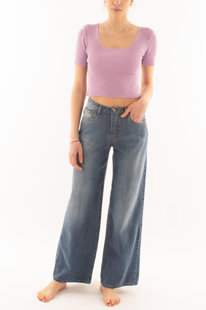 Maglia corta mezza manica da Donna Metoo - Lilla