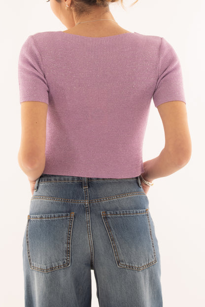 Maglia corta mezza manica da Donna Metoo - Lilla