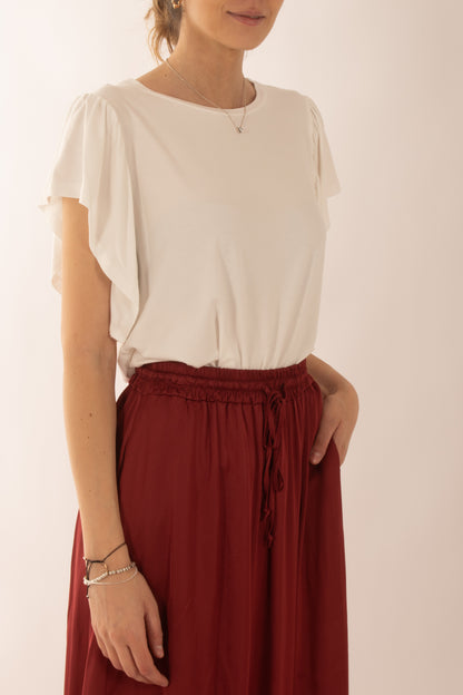 Maglia misto viscosa girocollo con rouge da Donna Metoo - Bianco