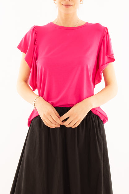 METOO Maglia misto viscosa girocollo con rouge da Donna Metoo - Fuxia Fucsia