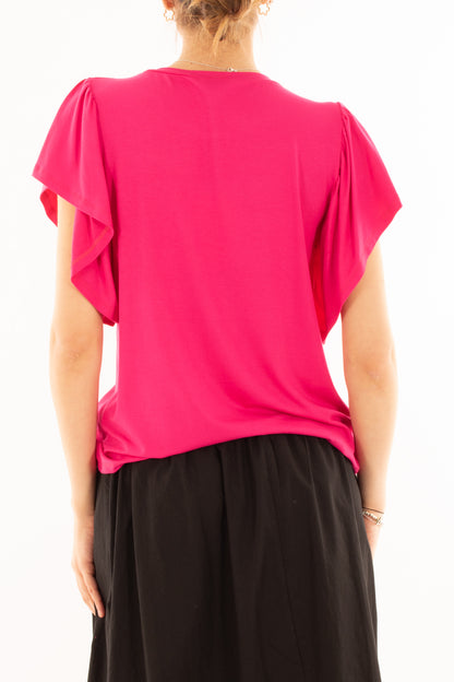 Maglia misto viscosa girocollo con rouge da Donna Metoo - Fuxia