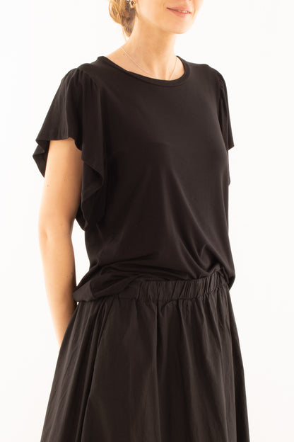 Maglia misto viscosa girocollo con rouge da Donna Metoo - Nero