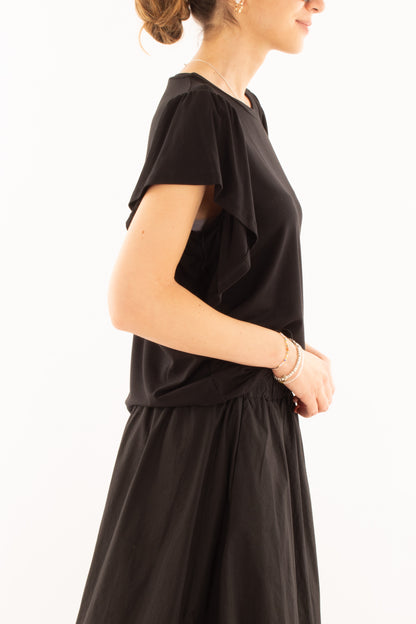 Maglia misto viscosa girocollo con rouge da Donna Metoo - Nero