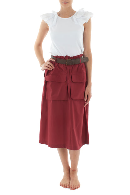 T-shirt a costine con voilà da Donna Metoo - Bianco