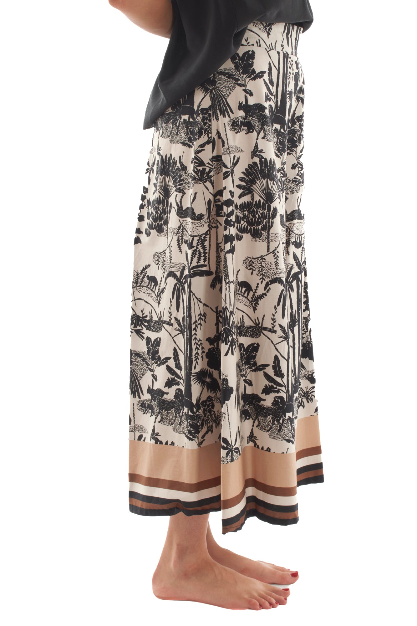 Pantalone palazzo a fantasia da Donna Metoo- Sabbia