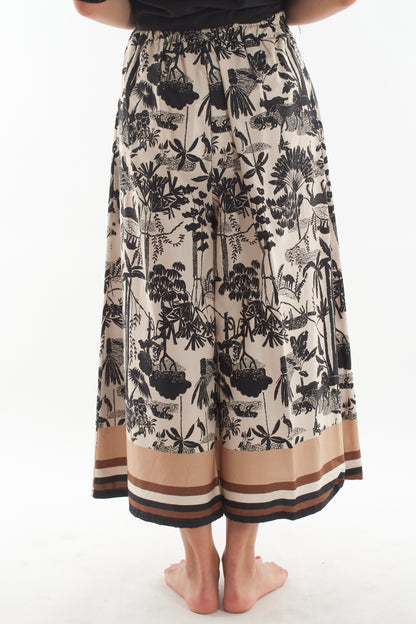 Pantalone palazzo a fantasia da Donna Metoo- Sabbia