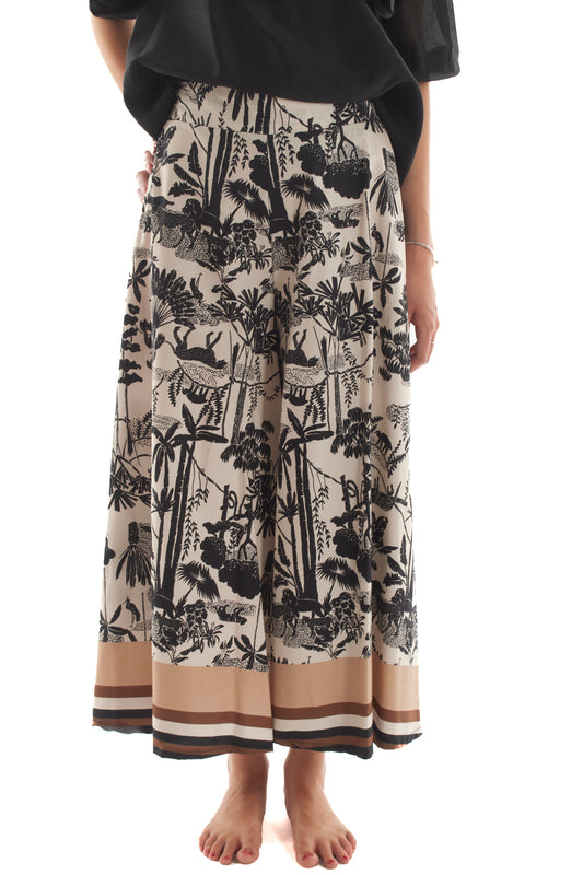 Pantalone palazzo a fantasia da Donna Metoo- Sabbia