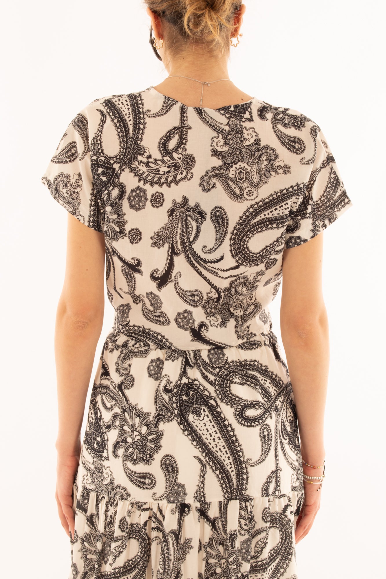 Maglia corta fantasia da Donna Metoo - Nero