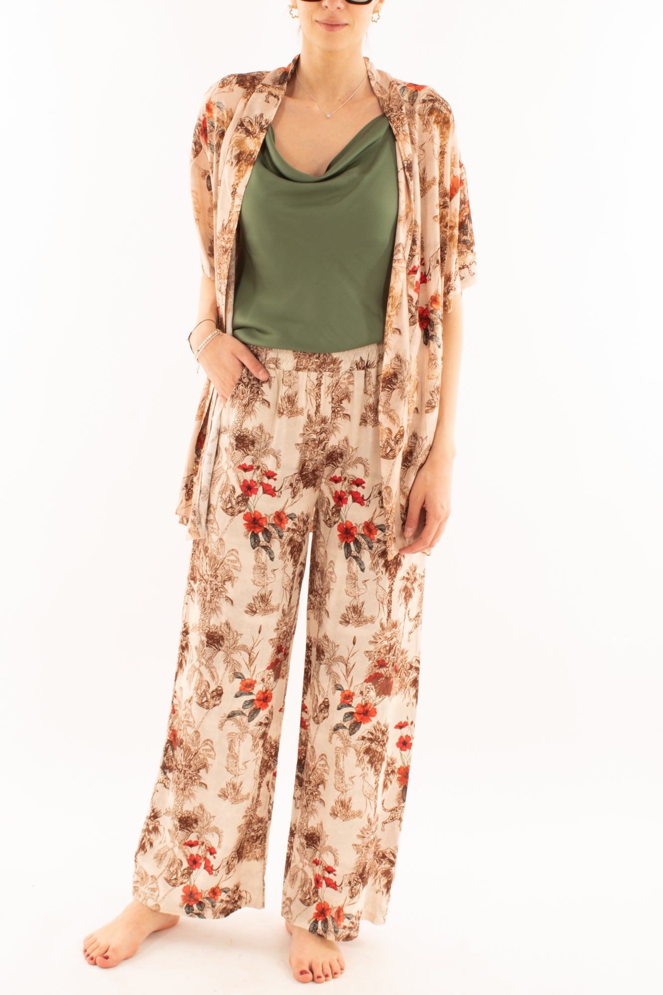 Kimono fantasia da Donna Metoo - Sabbia