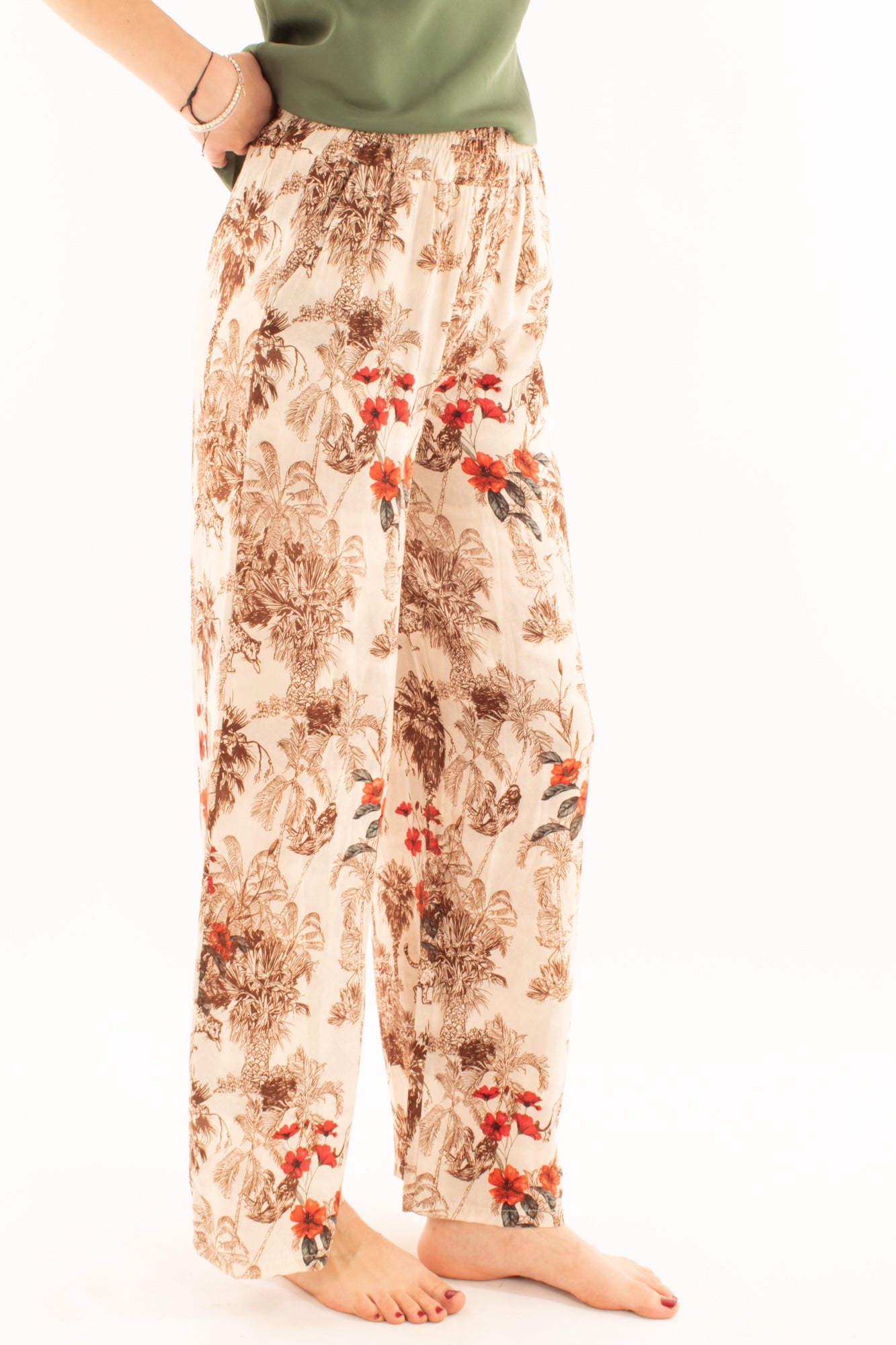 Pantalone palazzo fantasia da Donna Metoo -Sabbia