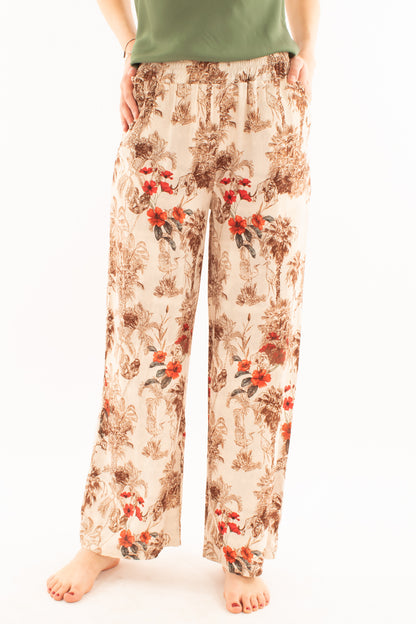 Pantalone palazzo fantasia da Donna Metoo -Sabbia