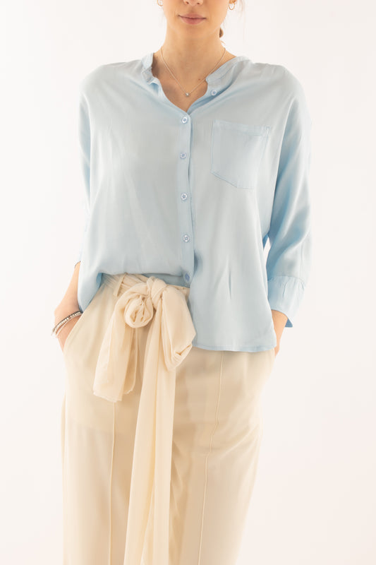 Camicia alla coreana da Donna Metoo - Celeste