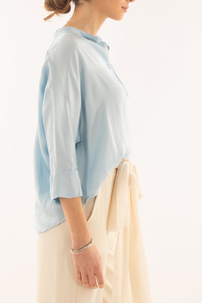 Camicia alla coreana da Donna Metoo - Celeste