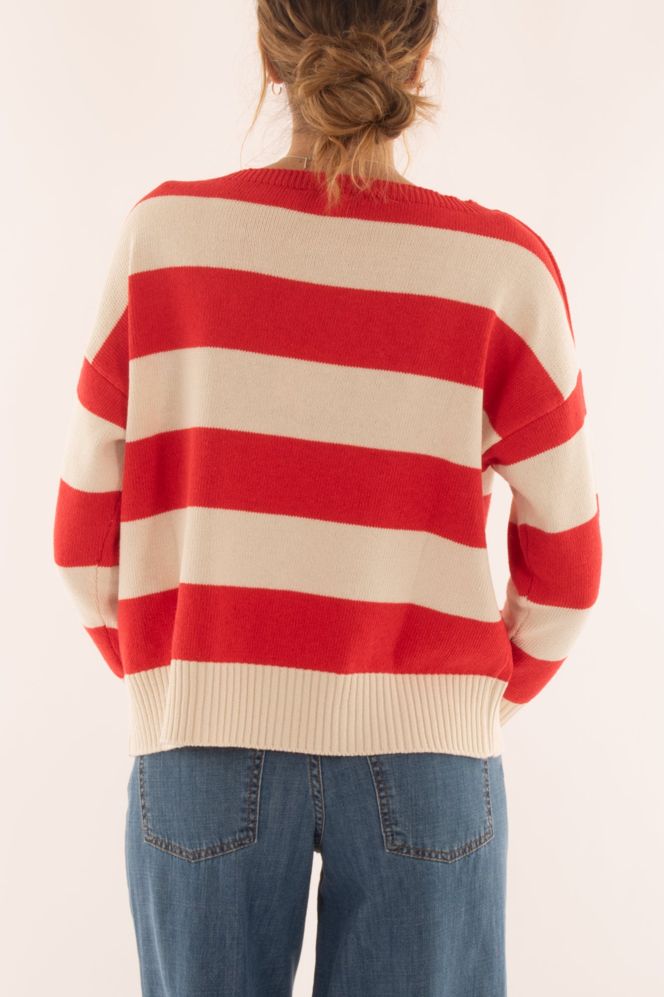 Maglia rigata con scritta da Donna Motel - Rosso