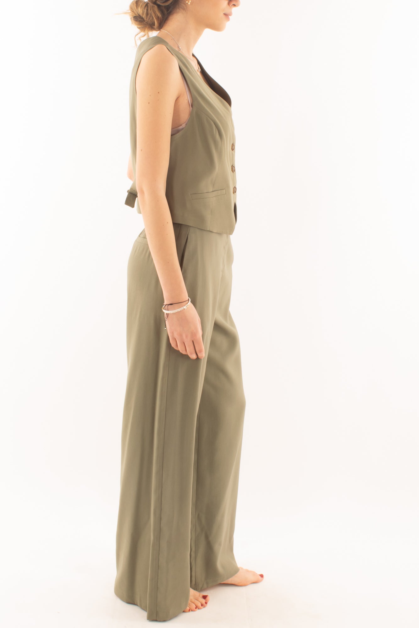 Completo con gilet da Donna Motel - Militare