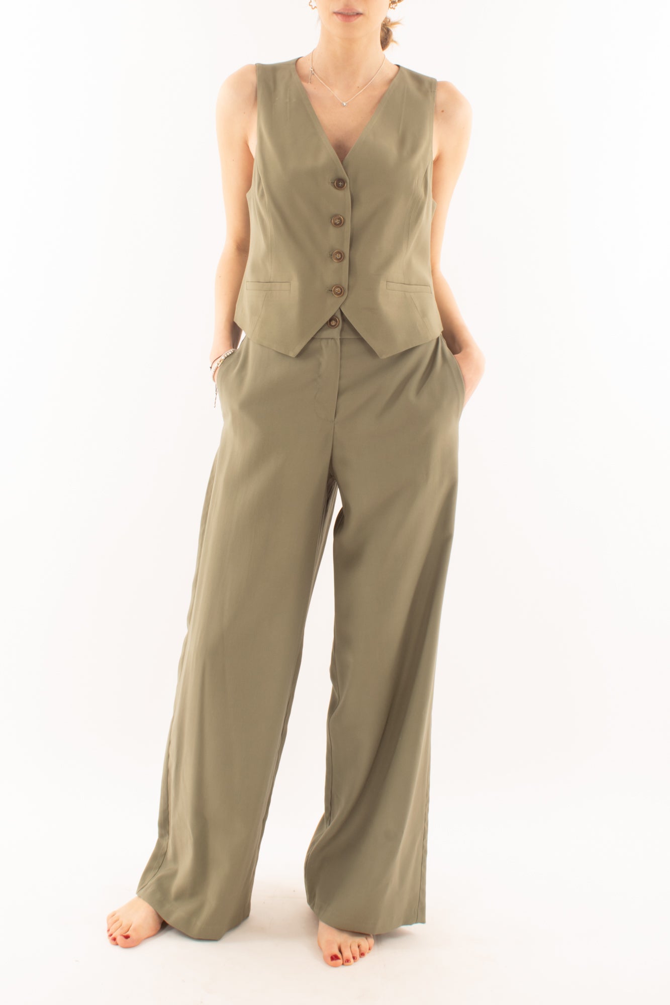 Completo con gilet da Donna Motel - Militare