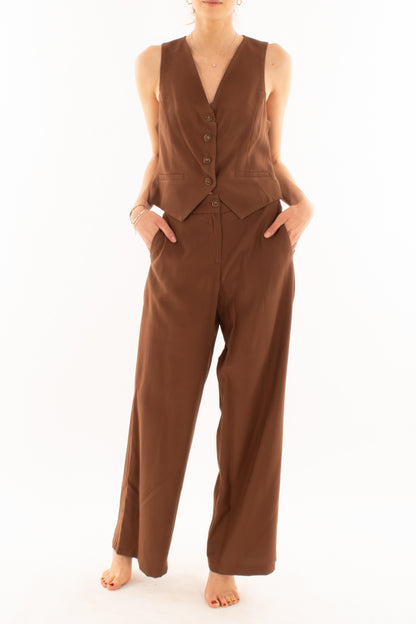 Completo con gilet da Donna Motel - Moro