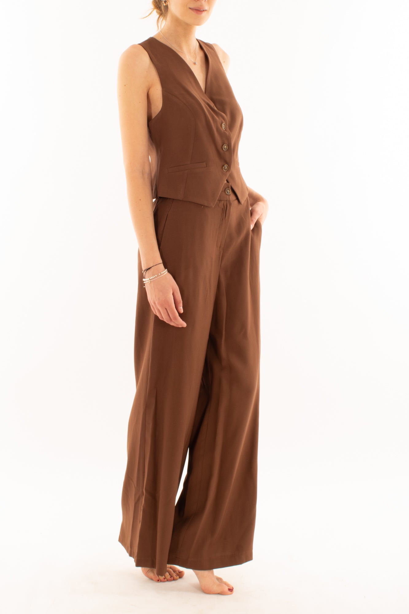 Completo con gilet da Donna Motel - Moro