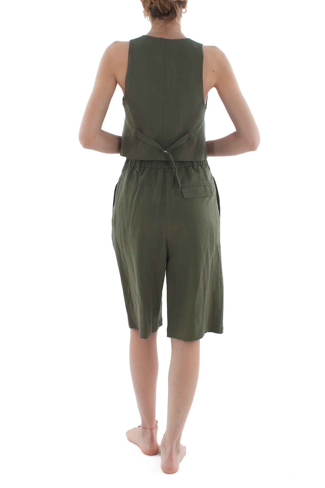 Completo gilet e short da Donna Motel - Militare
