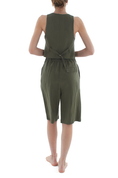 Completo gilet e short da Donna Motel - Militare