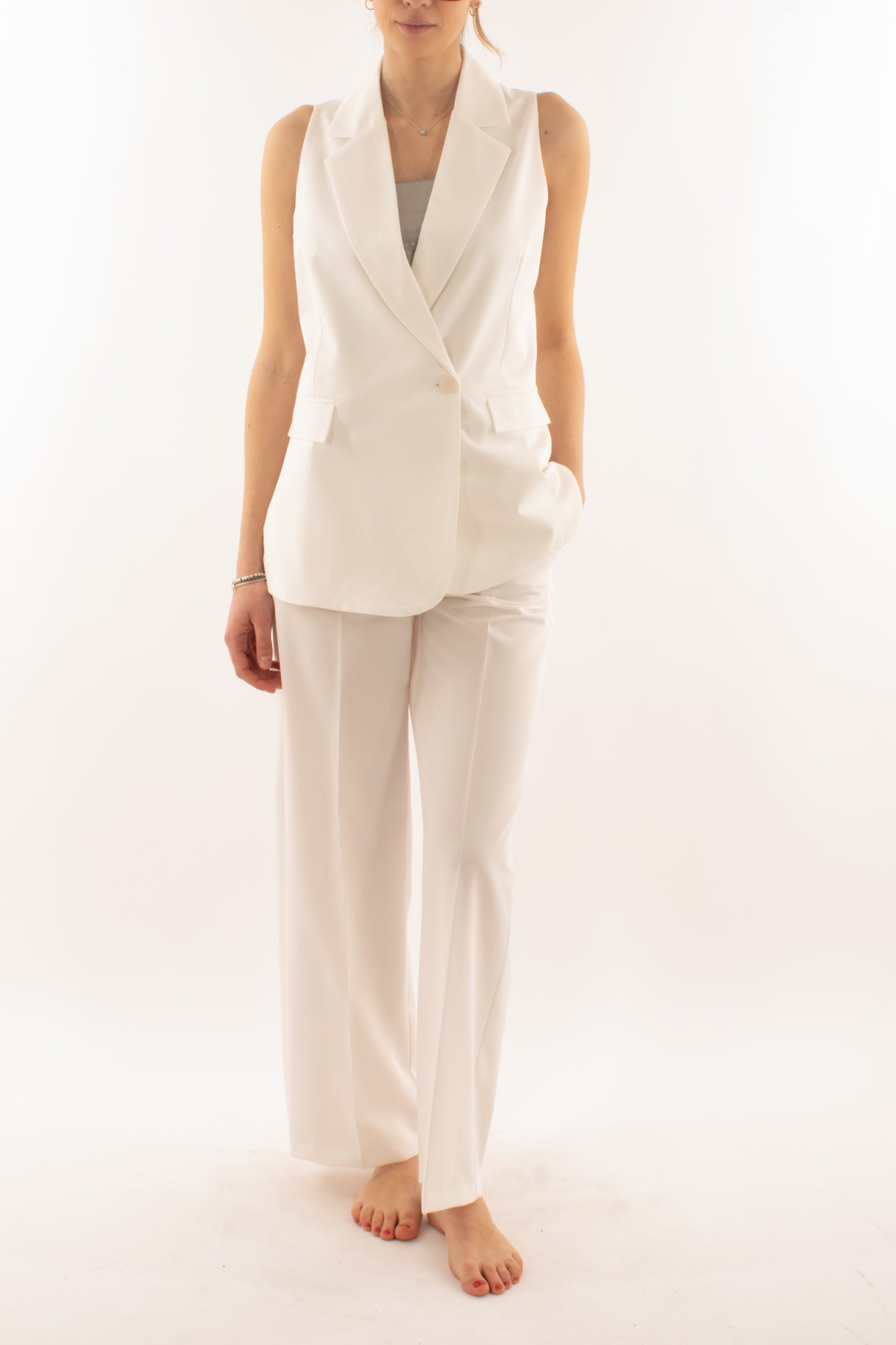 Gilet lungo da Donna Motel - Panna