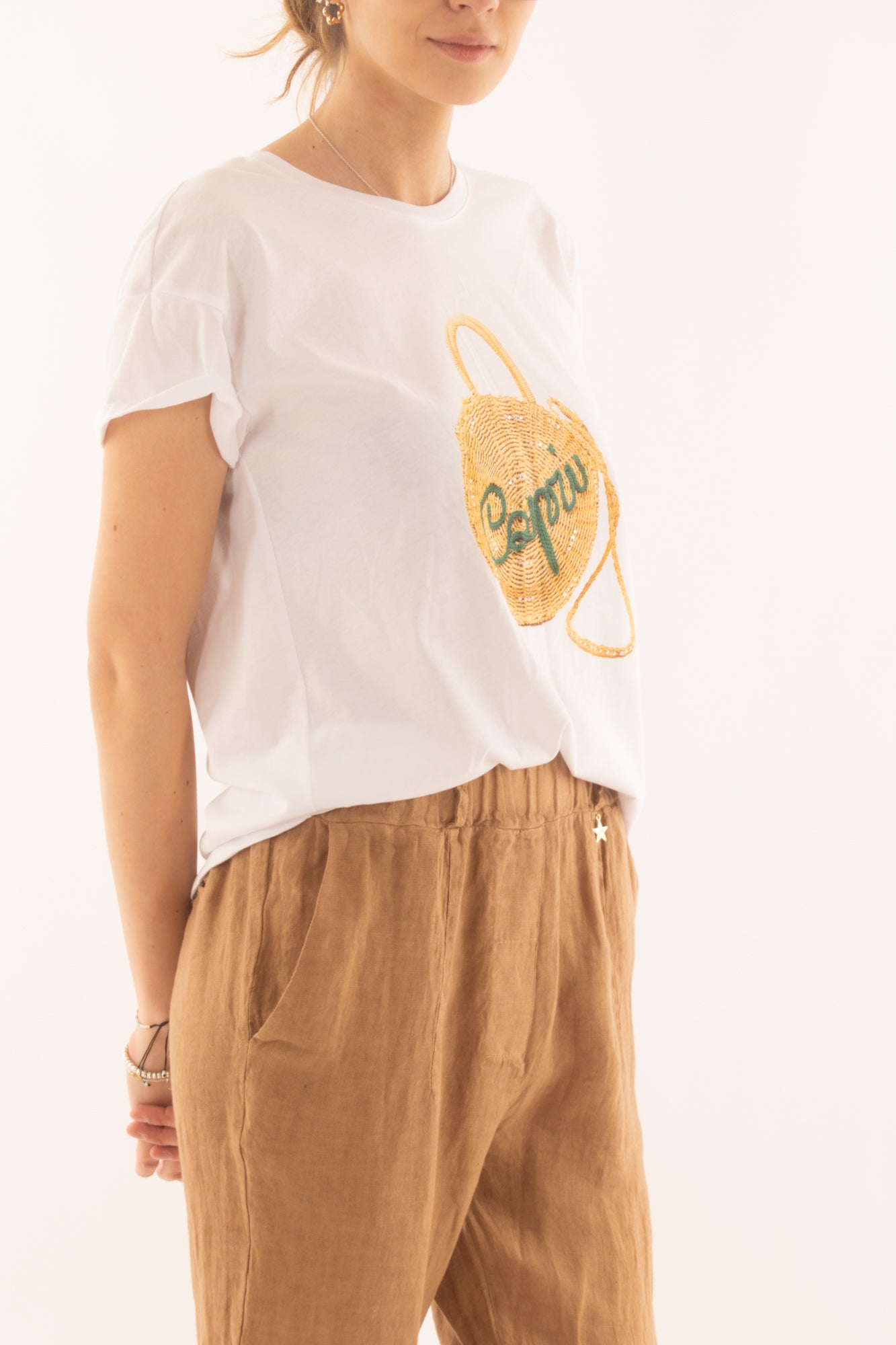 MOTEL T-shirt con borsa capri da Donna Motel - Bianco Bianco