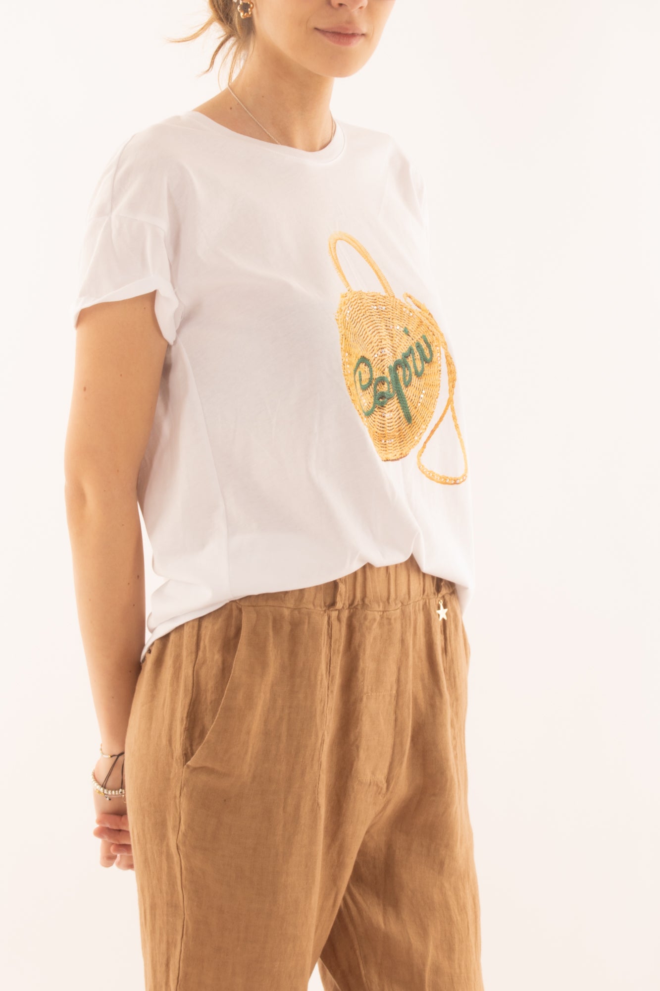 T-shirt con borsa capri da Donna Motel - Bianco