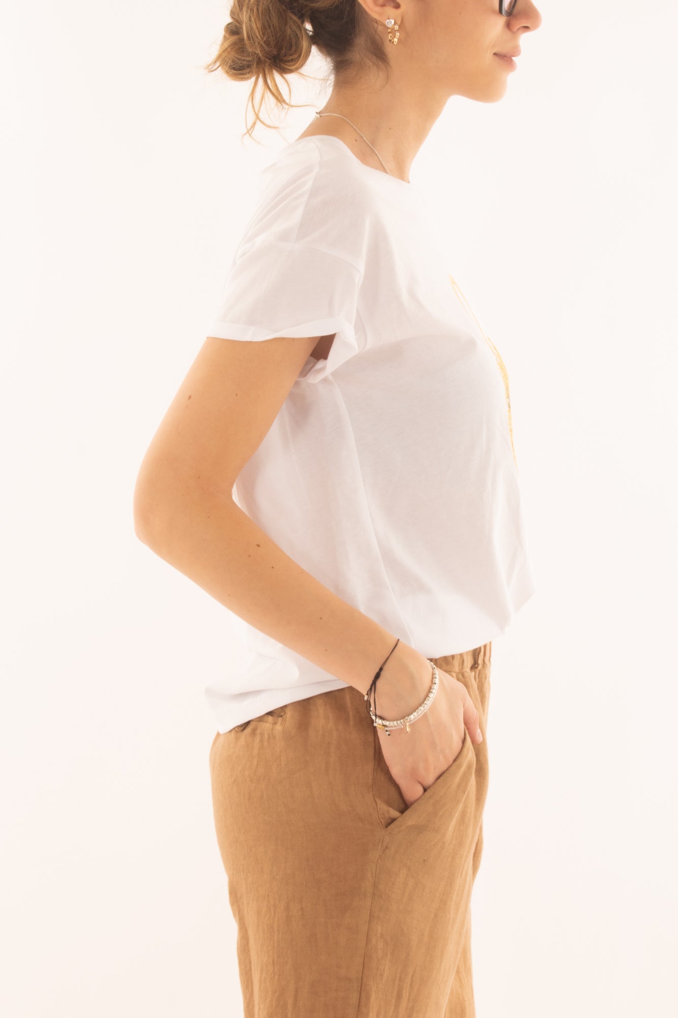 T-shirt con borsa capri da Donna Motel - Bianco