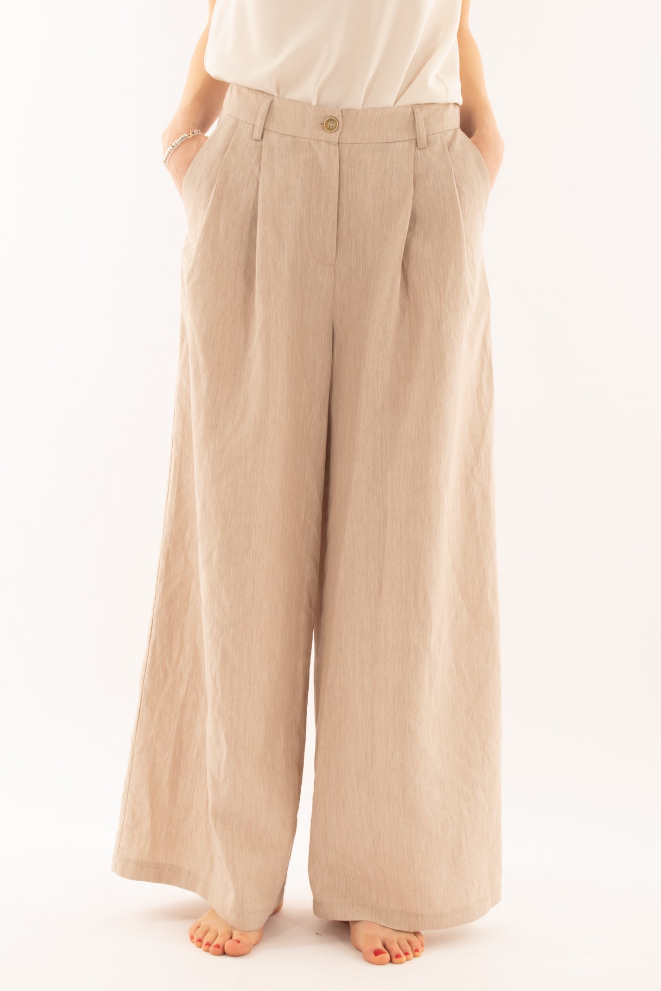 MOTEL Pantalone a palazzo da Donna Motel Beige