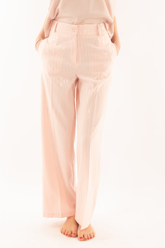 Pantalone con fili di paillettes da Donna Motel - Rosa