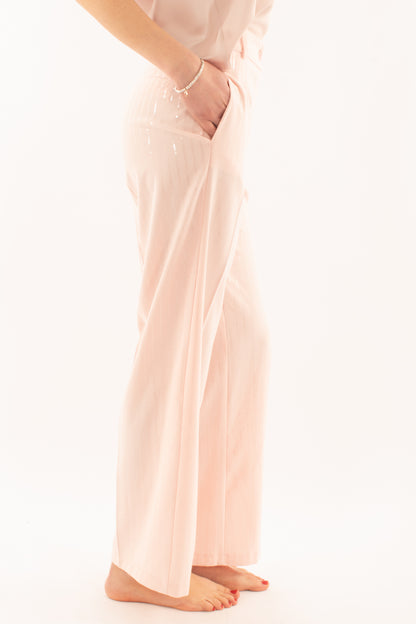 Pantalone con fili di paillettes da Donna Motel - Rosa