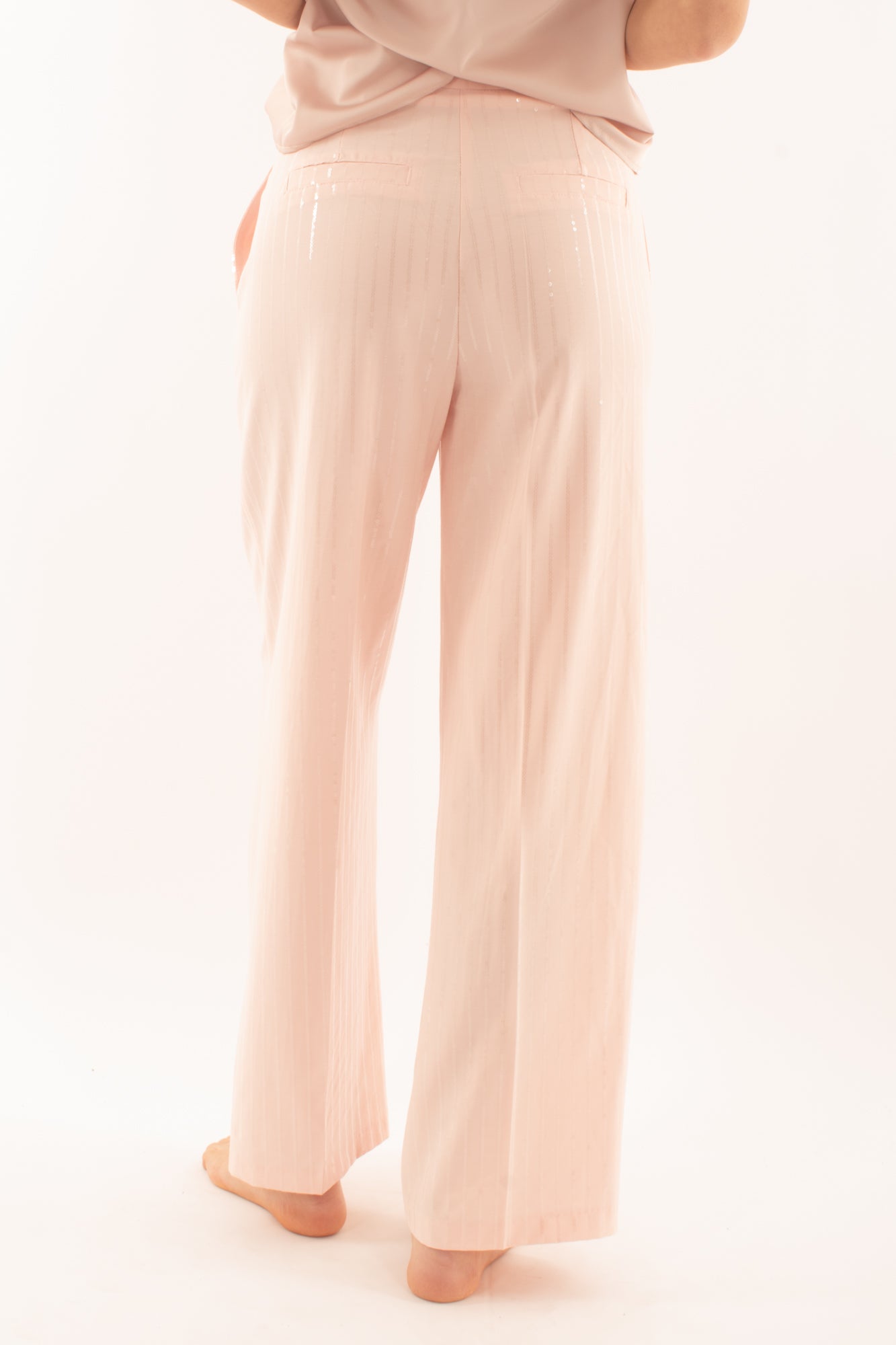 Pantalone con fili di paillettes da Donna Motel - Rosa