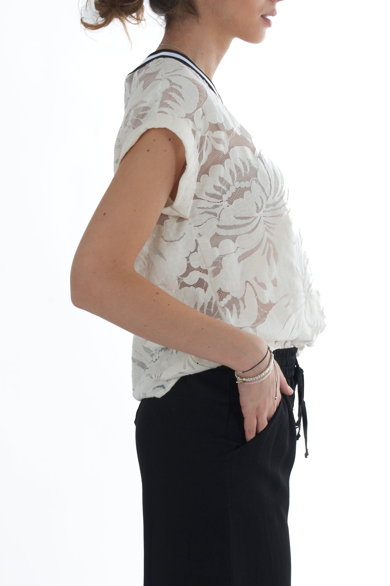 Maglia in pizzo da Donna Motel- Burro