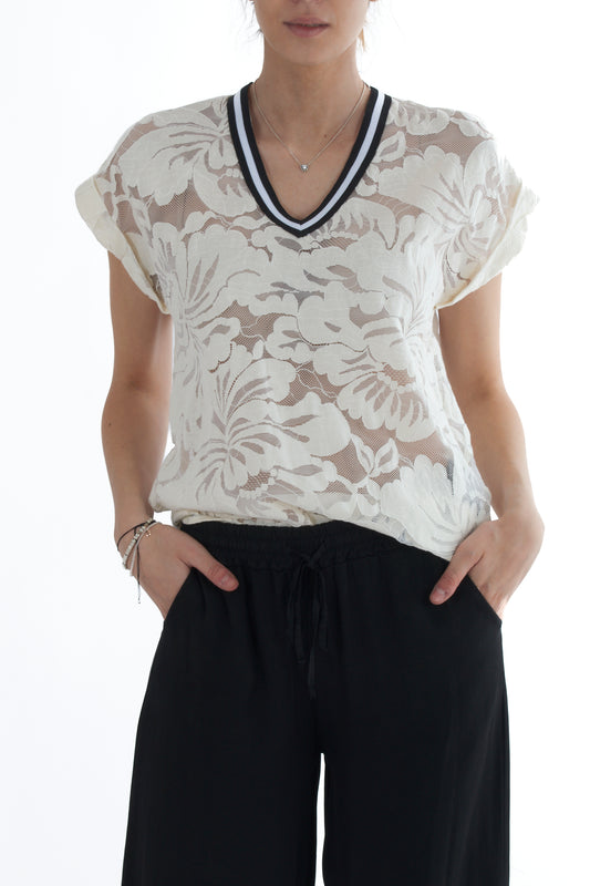 Maglia in pizzo da Donna Motel- Burro