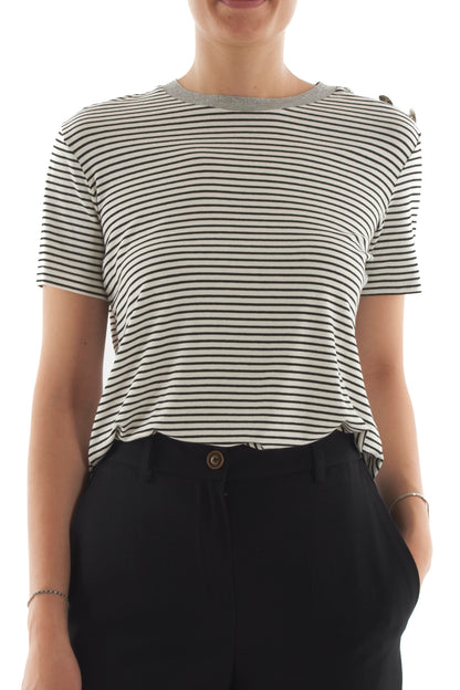 T-shirt rigata con lurex da Donna Motel - Nero