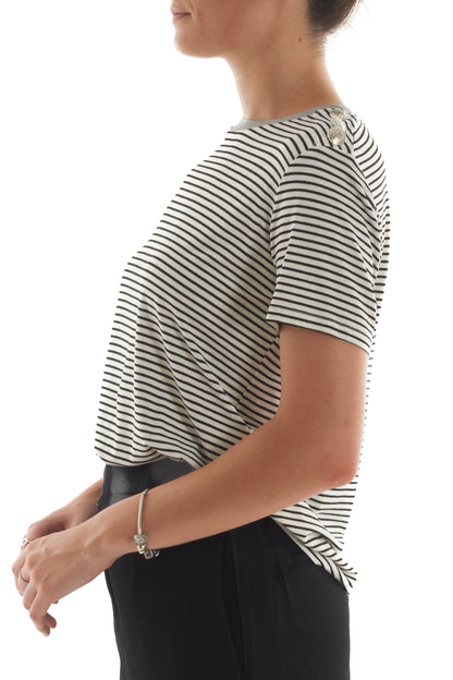 T-shirt rigata con lurex da Donna Motel - Nero