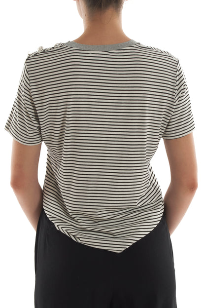 T-shirt rigata con lurex da Donna Motel - Nero