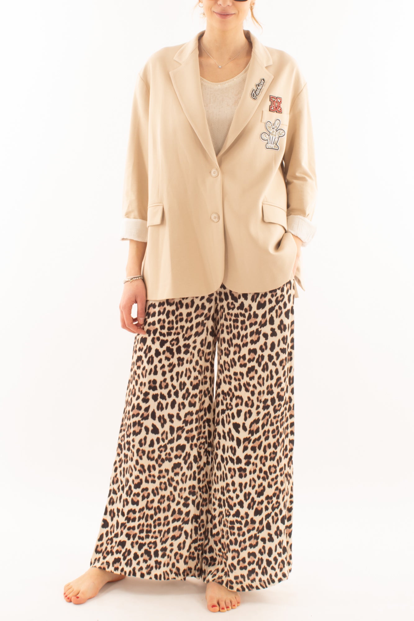 Giacca con scritte da Donna Motel - Beige