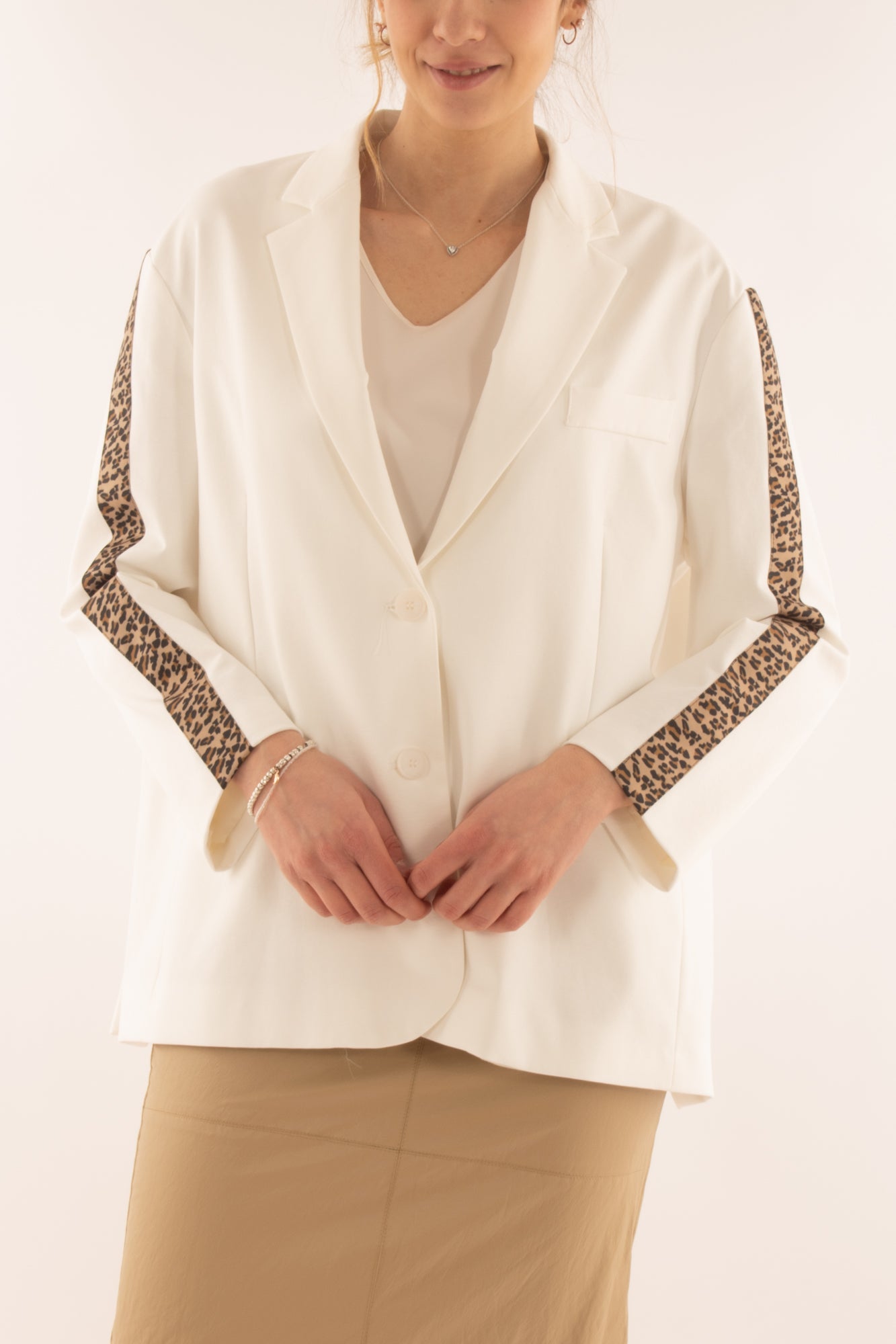 Giacca profili maculata da Donna Motel Bianco