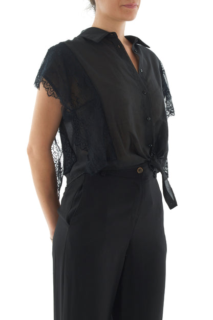 Camicia con pizzo da Donna Motel - nero