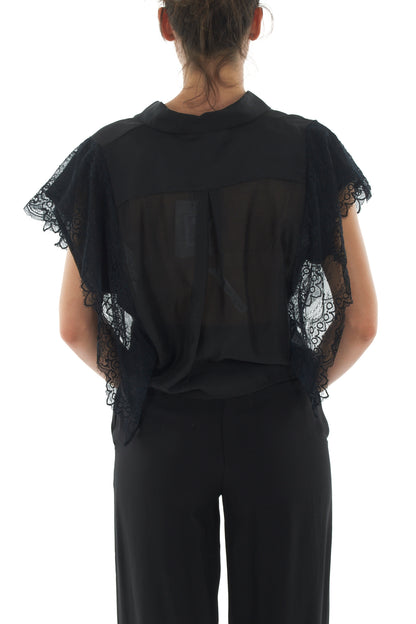 Camicia con pizzo da Donna Motel - nero