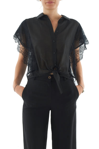 Camicia con pizzo da Donna Motel - nero