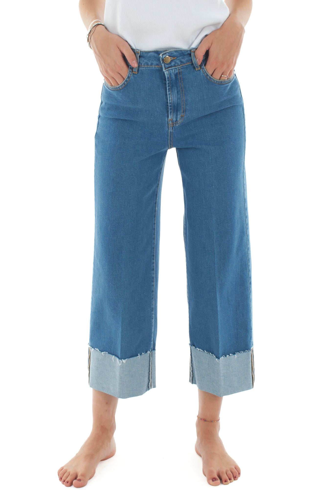 Jeans a palazzo con risvolto da Donna Motel Denim