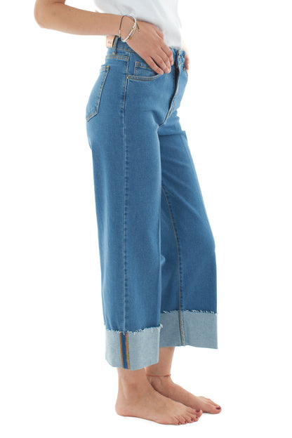 Jeans a palazzo con risvolto da Donna Motel Denim